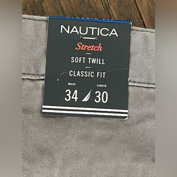 Nautica Men’s Stretch Soft Twill Pants 34x30 Gray Classic Fit Straight Leg NWT - Picture 5 of 5